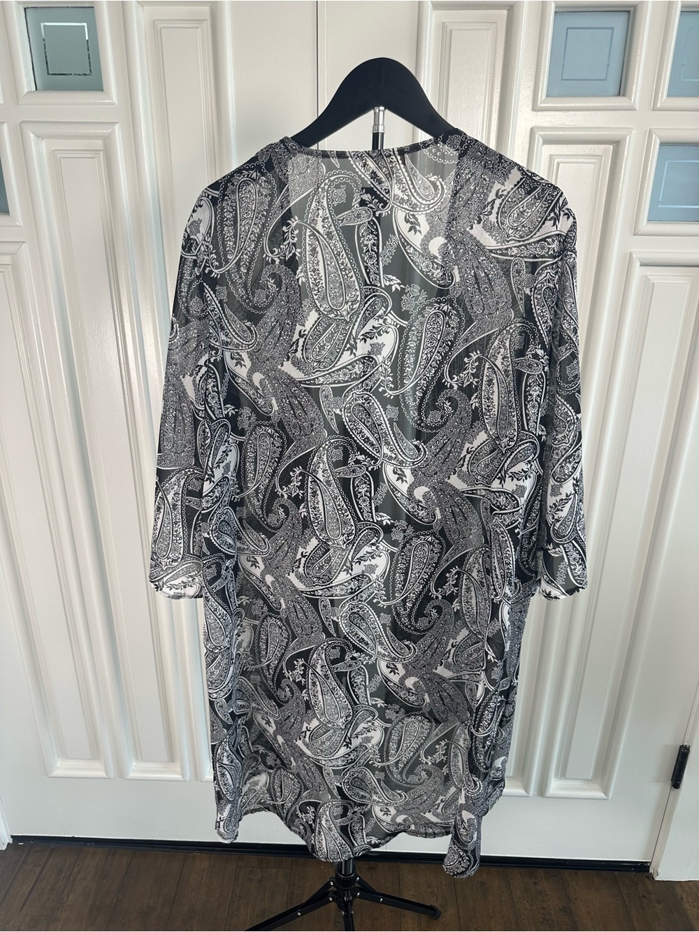 Espresso Black & White Paisley Sheer Kimono